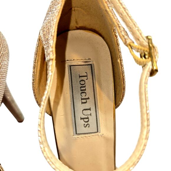 Touch Ups Shoes 9 Gold Glitter Platform Open Toe High Heel Pump Stiletto - Picture 4 of 6